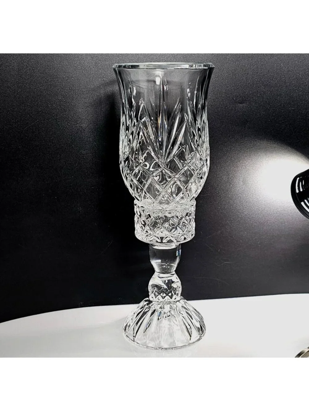 Block Cut Crystal Candle Hurricane Lamp 13